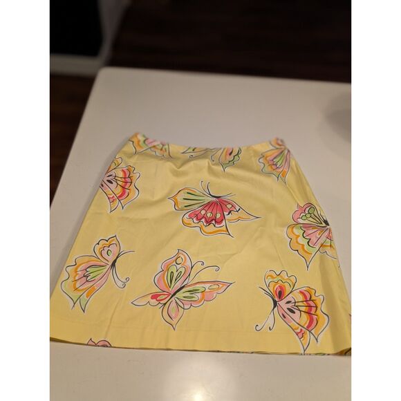 Talbots Yellow Butterfly Floral Cotton Mini Skirt 10 Garden Girl Cottagecore - Picture 7 of 8